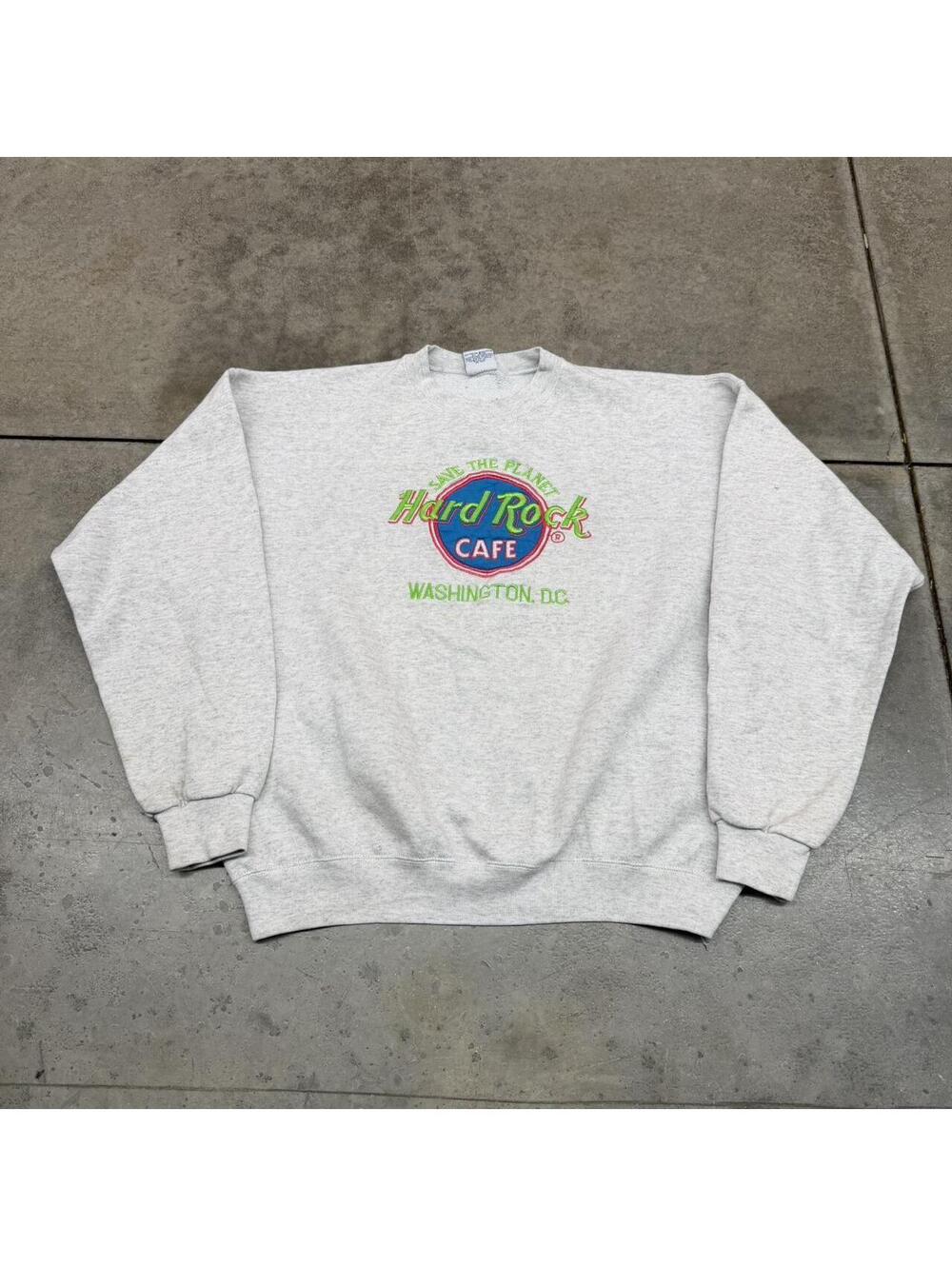 vintage hard rock cafe washington dc save the planet destination grey crewneck